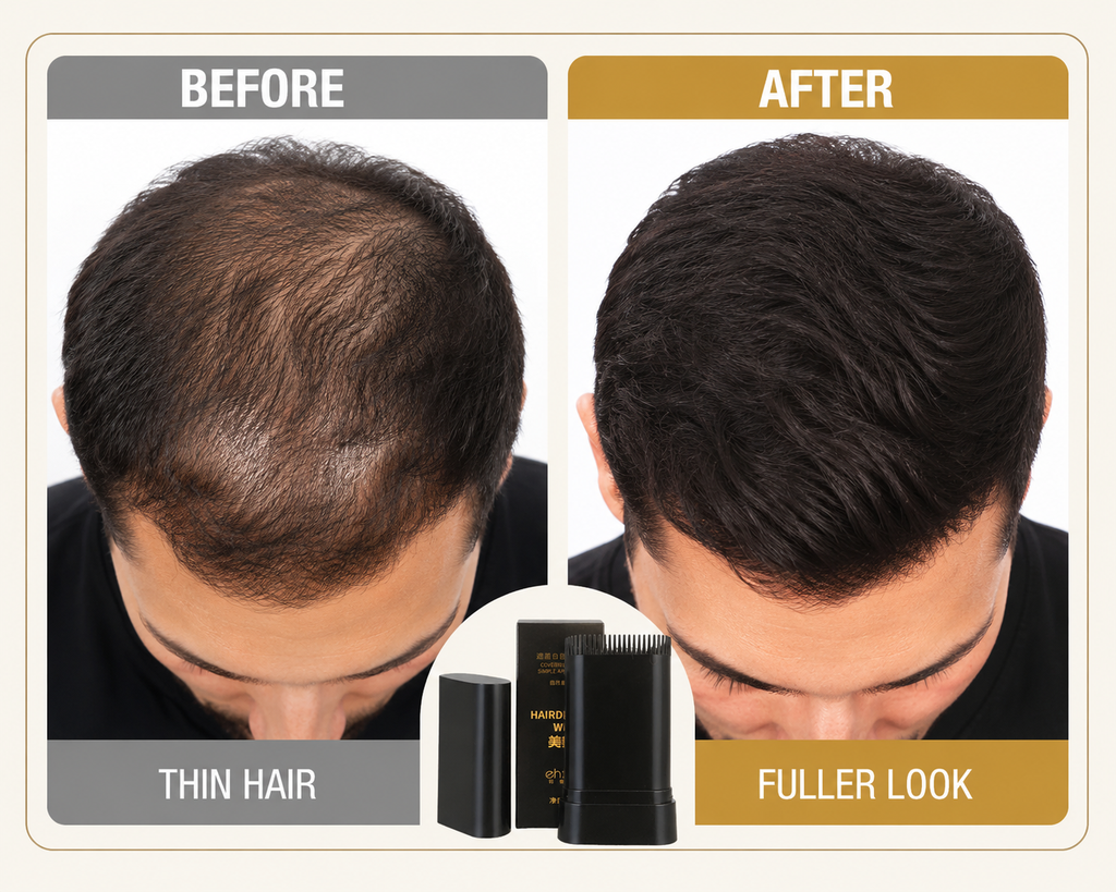 2 in 1 hair color stick before after gray hair instant coverage result

